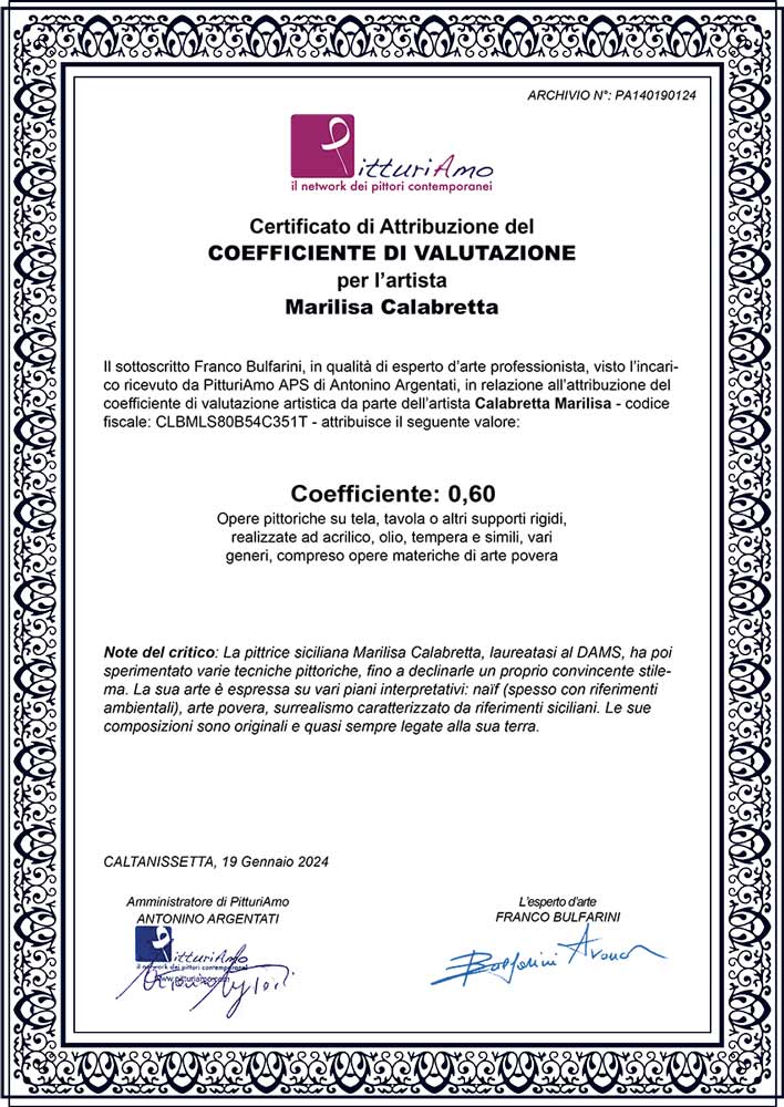 Coefficiente d'Artista di Marilisa Calabretta